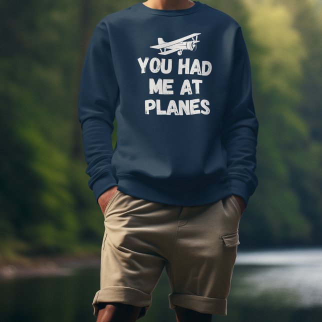 Du hade mig på Flygplan Typografi, luftfart, rolig Lång Ärmad Tröja (Skapare uppladdad)