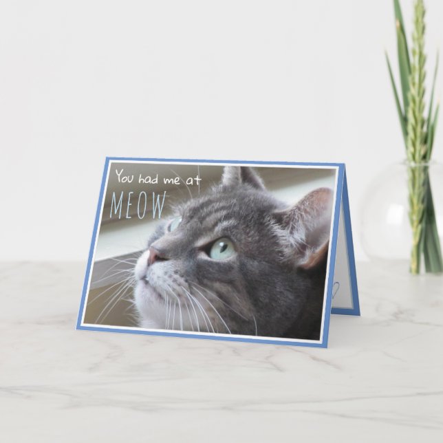 Du hade mig på Meow Lycklig-årsjubileet Cute Cat Kort (Framsida)