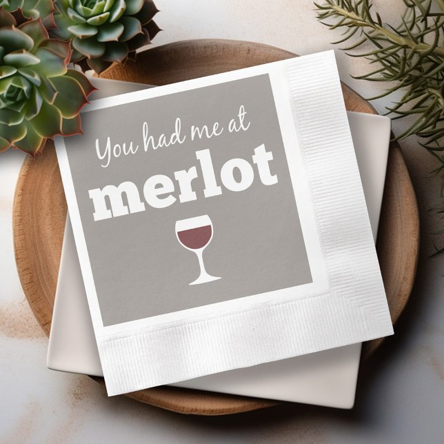 Du hade mig på Merlot Pappersservett (Funny Wine Napkins)
