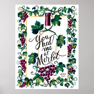 Du hade mig på Merlot Red Vin Älskare Anpassningsb Poster