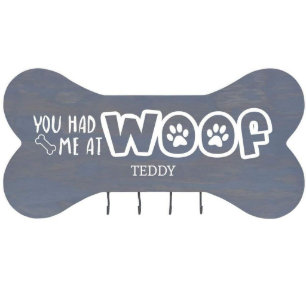 Du hade mig på Woof Grått Hund Bone Leasch Rack
