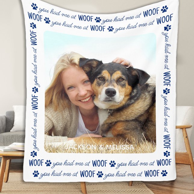 Du hade mig på WOOF Personlig Hund älskare Photo Fleecefilt (Skapare uppladdad)