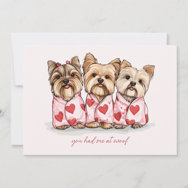 Du hade mig på Woof Valentines day Yorkie Hundar Julkort (Framsida)