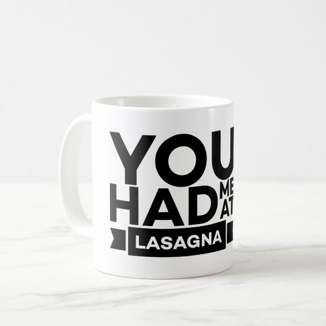 Du hade mig vid Lasagna - Lasagnekärlek Kaffemugg (Framsida vänster)