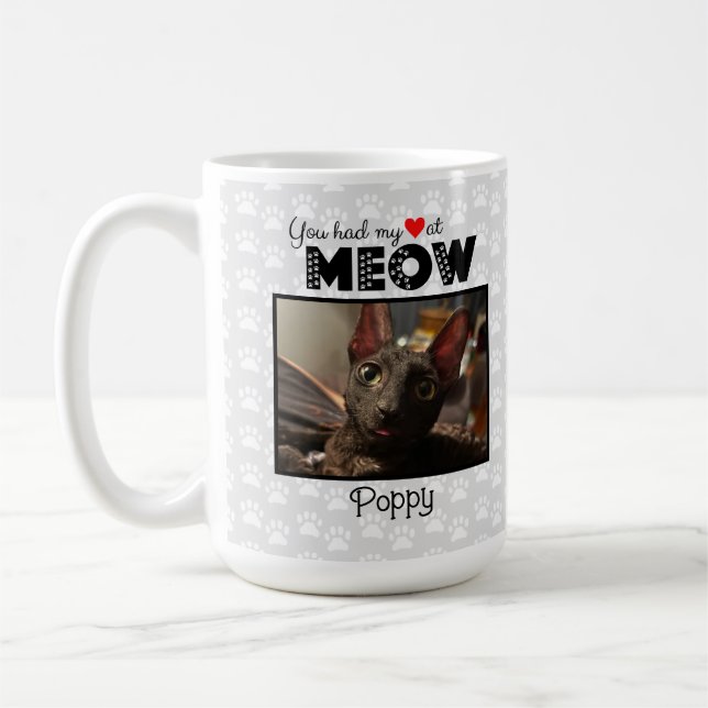 Du hade mitt hjärta på mitt eget namn, fotopatkatt kaffemugg (Vänster)