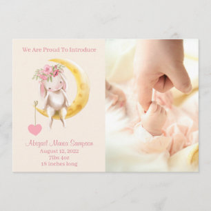 Du hängde på Måne Bunny Photo Birth Inbjudningar