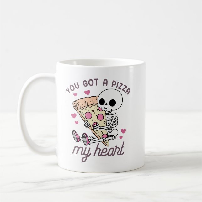 Du Har A Pizza My Heart Funny Food Pun Kaffemugg (Vänster)