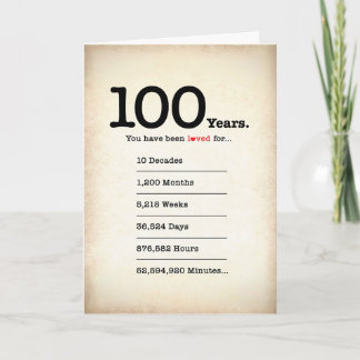 Du har älskats i 100 år, Födelsedagskort Kort