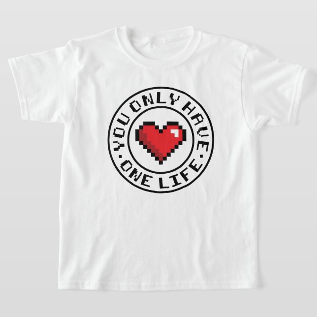 Du har bara ett liv-pixel Heart-videospel T Shirt (Laydown)
