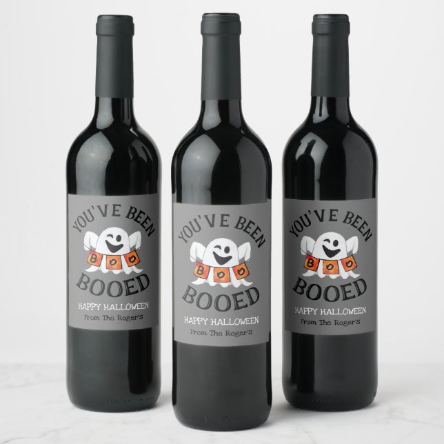 Du har blivit bodig Cute Halloween Ghost Vin-etike Vinflaska Etikett (Flaskor)