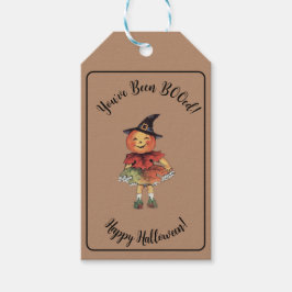 Du har blivit BOOed Halloween Pumpkin Girl Presentetikett