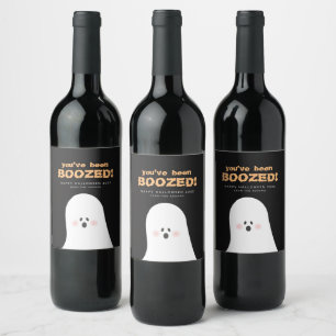 Du har blivit boozed Halloween Ghost Vin-etikett Vinflaska Etikett