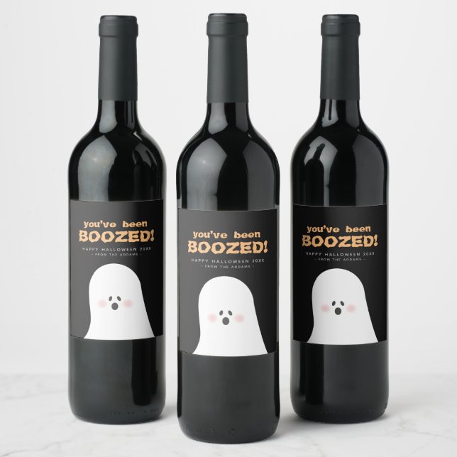 Du har blivit boozed Halloween Ghost Vin-etikett Vinflaska Etikett (Flaskor)