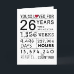 Du har blivit förlorad 26:e födelsedagskortet tack kort<br><div class="desc">Det här födelsedagskortet är perfekten för att visa hur länge du har älskat någon på deras födelsedag. Markera den speciella dagen med ett milstolpe-födelsedagskort.</div>