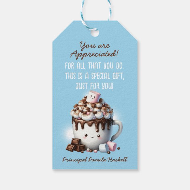 Du har blivit mullig Cute Hett Cocoa Clip Art Presentetikett (Baksidan)