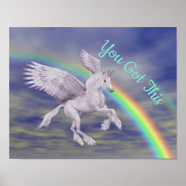Du Har den här flygande Unicorn Rainbow-inspiratio Poster (Framsidan)