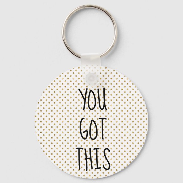 Du har den här guld glitter pricken nyckelring (Framsida)