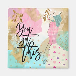 Du Har den här Motivative Modern Art Girl i Hat Magnet