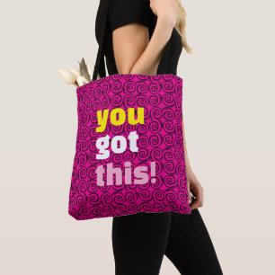 DU HAR DET HÄR! Fuscia och Black Spiral Tote Tygkasse