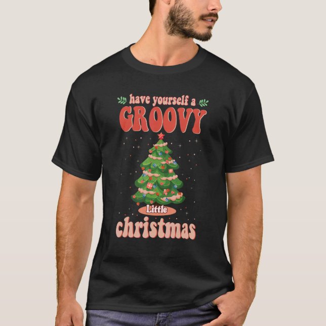 Du har en groovy Little Julgran Merry T Shirt (Framsida)