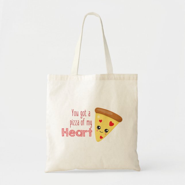 Du Har en Pizza från mitt hjärta Kawaii Pizza Pun Tygkasse (Framsidan)