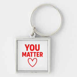 Du har en röd hjärteposition fyrkantig silverfärgad nyckelring