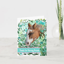 Du har ett kort med stort tack för hästen runt Blo