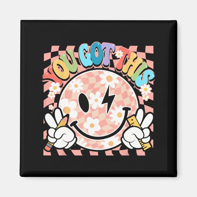 Du Har Groovy Smile Motivational TestDay Teac Magnet (Framsidan)