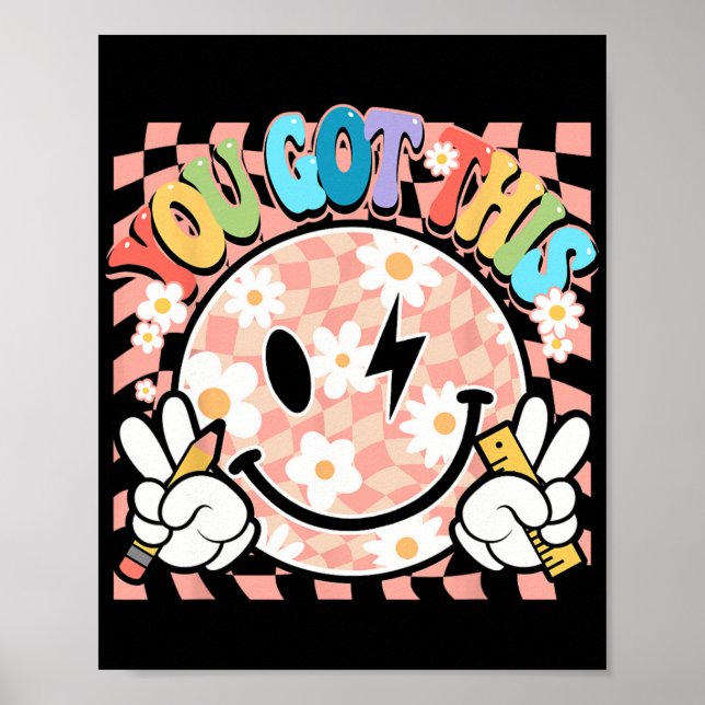 Du Har Groovy Smile Motivational TestDay Teac Poster (Framsidan)