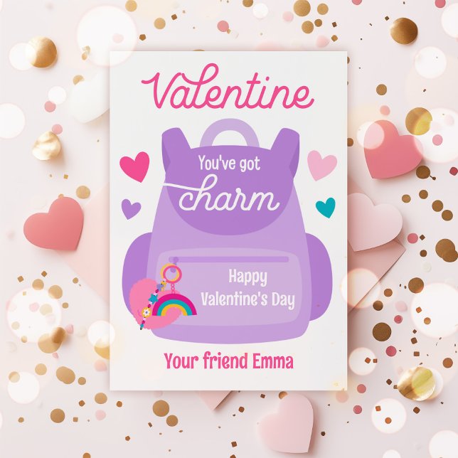 Du har Har Charm Keychain Valentine Classroom Card Inbjudningar (Skapare uppladdad)