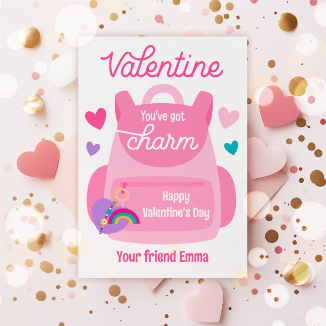 Du har Har Charm Keychain Valentine Classroom Card Inbjudningar (Skapare uppladdad)