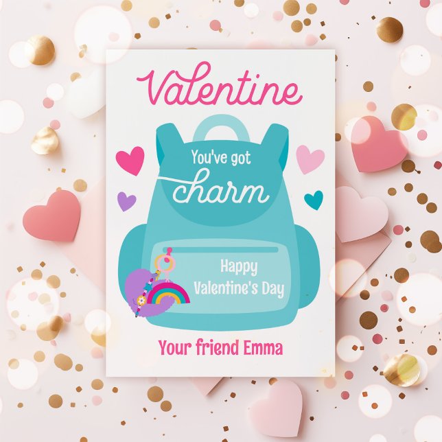Du har Har Charm Keychain Valentine Classroom Card Inbjudningar (Skapare uppladdad)