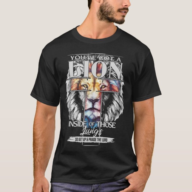Du har Har en Lejon insida av de där Lungs Jesus C T Shirt (Framsida)