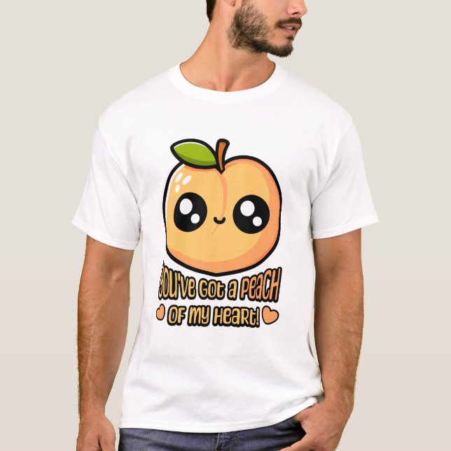 Du har Har en persika av mitt hjärta! Cute Peach P T Shirt (Framsida)