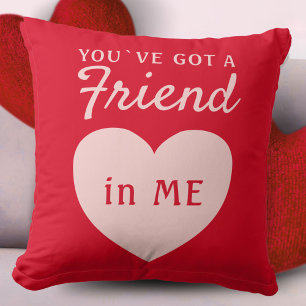 Du har har en Vänskap av Friend Red Rosa Heart Kudde