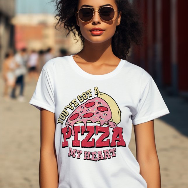 Du har Har ett pizza mitt hjärta Retro T Shirt (you've got a pizza my heart cute valentine tshirt)