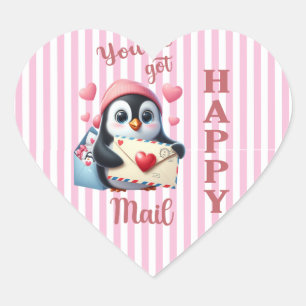 Du har Har Lycklig Mail Heart-etikett Hjärtformat Klistermärke