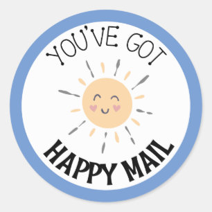 Du har Har Lycklig Mail Sol Smile-etikettrund Runt Klistermärke
