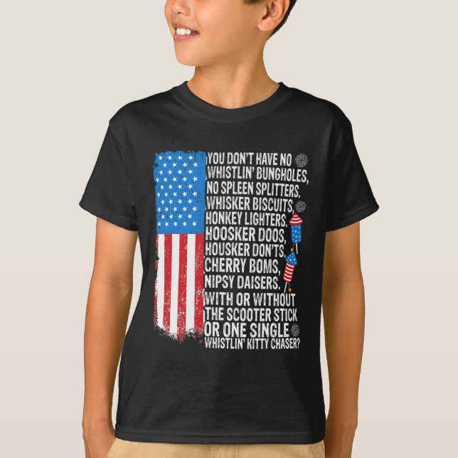 Du har inga västen i Bungholes USA flagga fjärde T Shirt (Framsida)