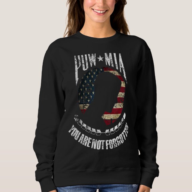 Du har inte glömt Pow Mia American Flagga T Shirt (Framsida)