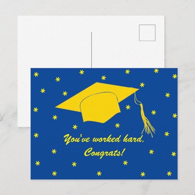 Du har jobbat hårt. Grattis! Vykort (Fram/baksida)