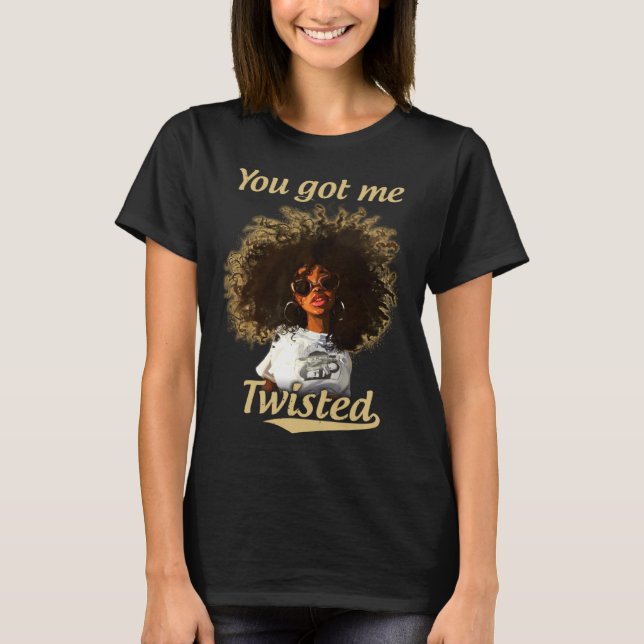Du Har mig Twisted Natural Hair Locks Afro Black G T Shirt (Framsida)