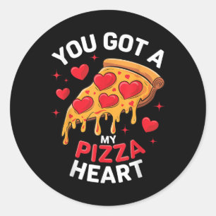 Du Har min Pizza Heart Valentines day Kids Runt Klistermärke
