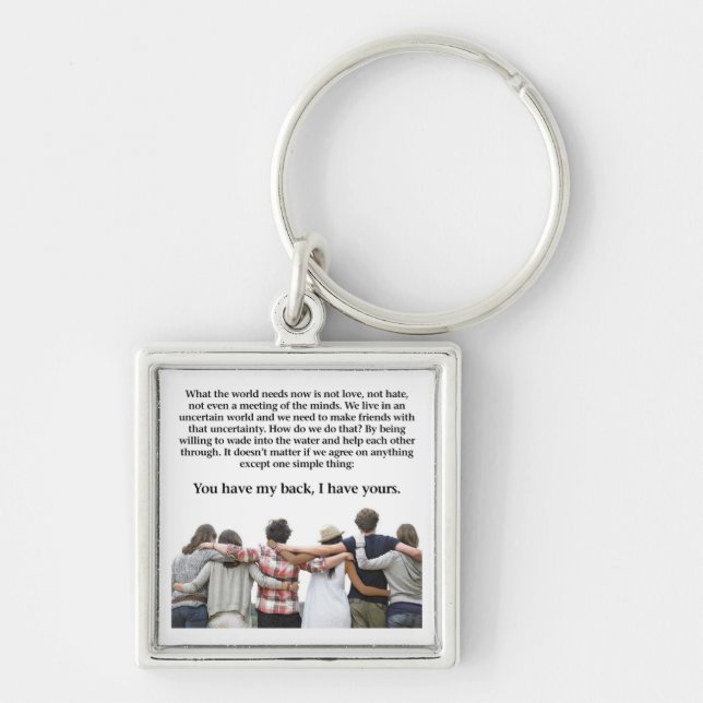 Du har min rygg, jag har din fyrkantig silverfärgad nyckelring (Framsidan)