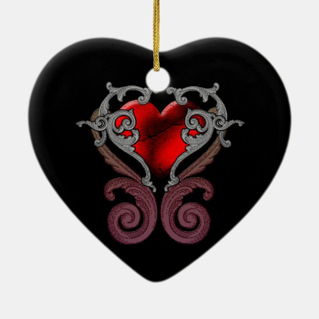 Du har mitt hjärta (rött) julgransprydnad keramik (Baksidan)