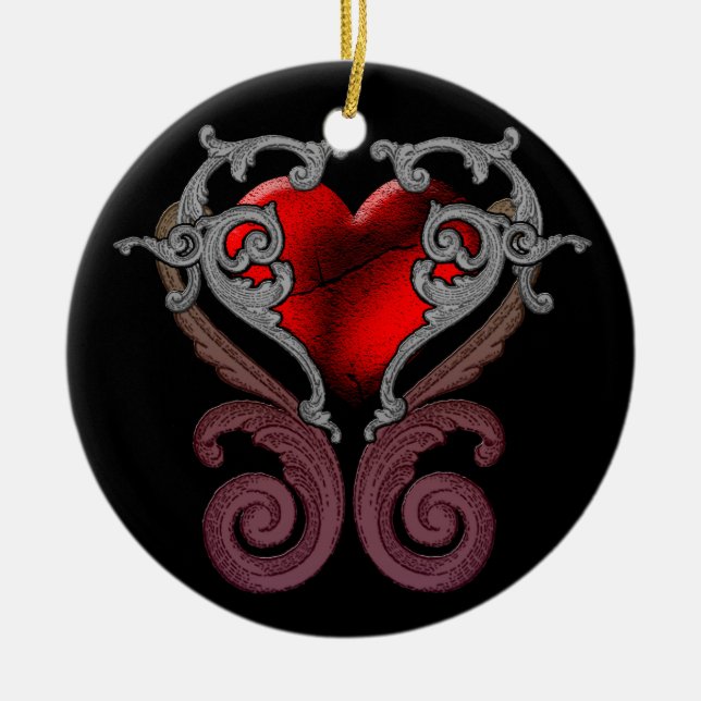 Du har mitt hjärta (rött) julgransprydnad keramik (Framsidan)