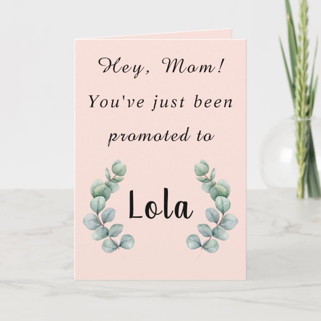 Du har precis blivit befordrad till Lola Card. Kort (Framsida)
