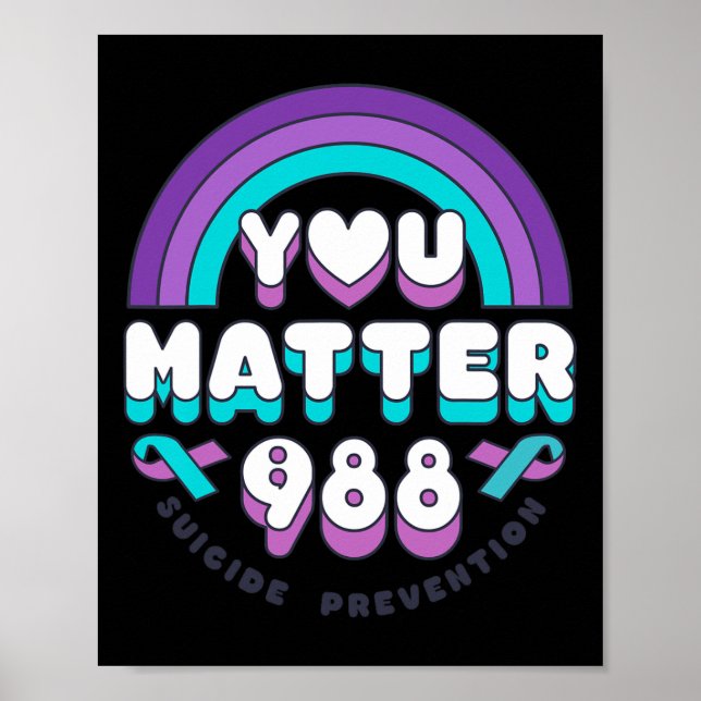 Du har problem 988 Självmordsförebyggande medvetan Poster (Framsidan)