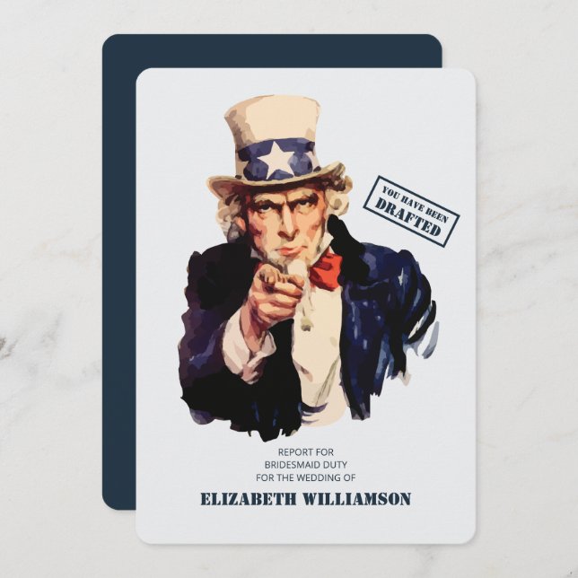Du har ritats! Bridesmaid Duty Inbjudningar (Fram/baksida)