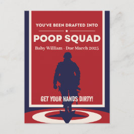 Du har ritats in i poop Squad - Baby Reveal Vykort